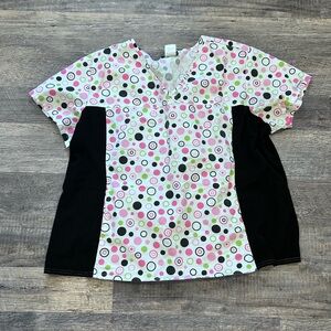 Cherokee Women's Blouse - Pink, Black, White Circles